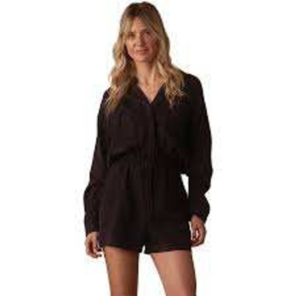 The Normal Brand Sueded Costa Romper S Black Lyocell Utility Drawstring Pocket M
